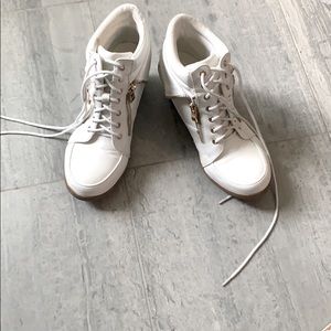 White & Gold Wedge Heel Sneaker